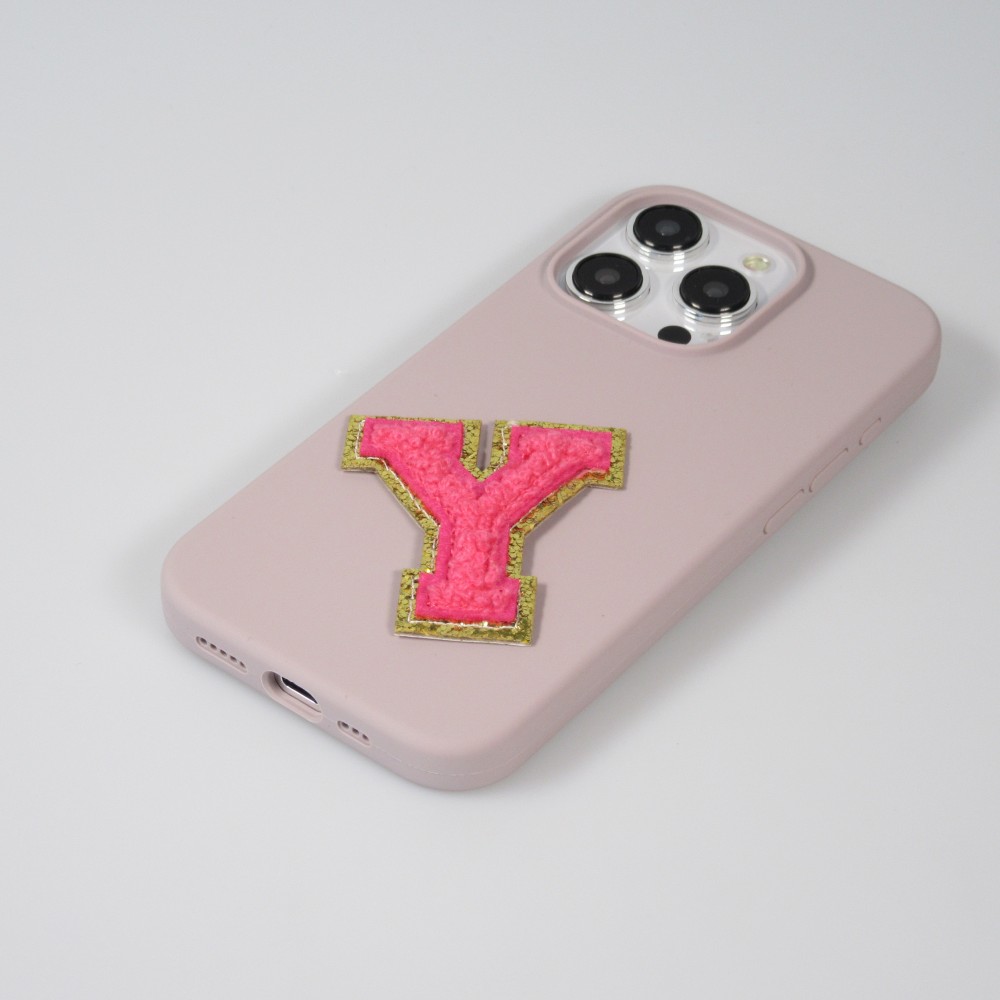 Sticker Aufkleber für Handy/Tablet/Computer 3D gestickt Dunkelrosa - Buchstabe S