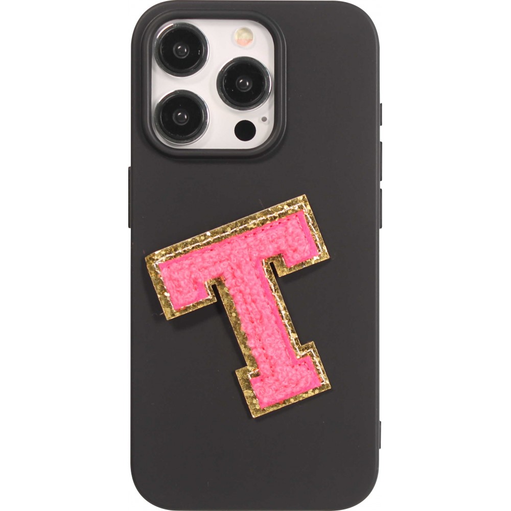 Sticker Aufkleber für Handy/Tablet/Computer 3D gestickt Dunkelrosa - Buchstabe T