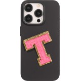 Sticker Aufkleber für Handy/Tablet/Computer 3D gestickt Dunkelrosa - Buchstabe T