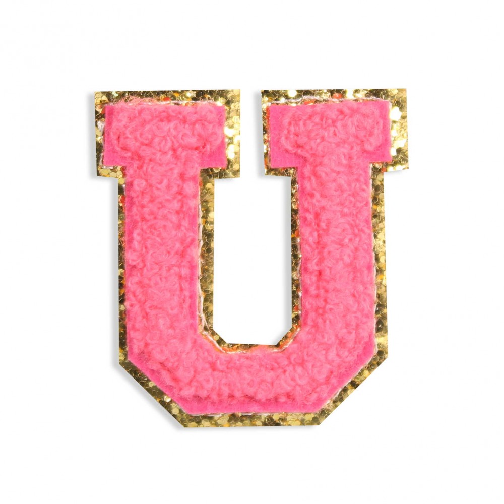 Sticker Aufkleber für Handy/Tablet/Computer 3D gestickt Dunkelrosa - Buchstabe U