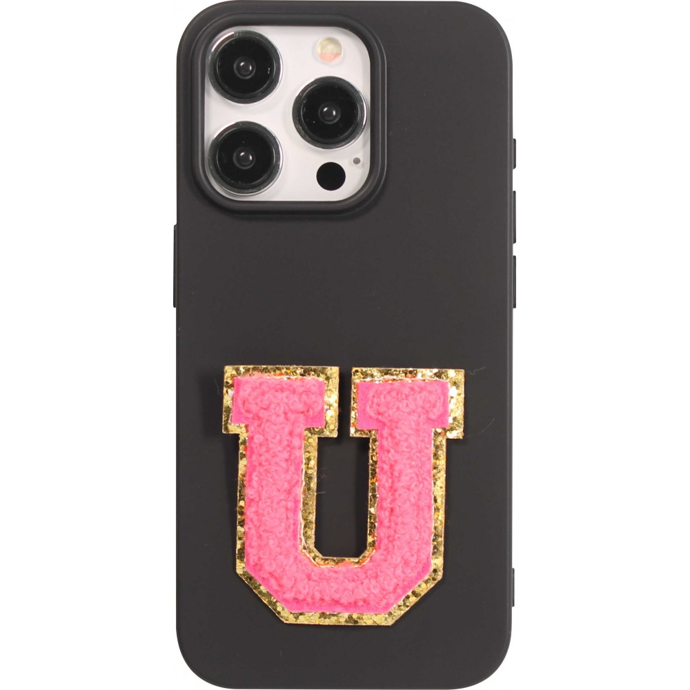 Sticker Aufkleber für Handy/Tablet/Computer 3D gestickt Dunkelrosa - Buchstabe U