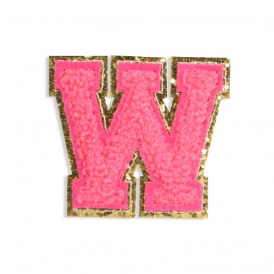 Sticker Aufkleber f&uuml;r Handy/Tablet/Computer 3D gestickt Dunkelrosa - Buchstabe W