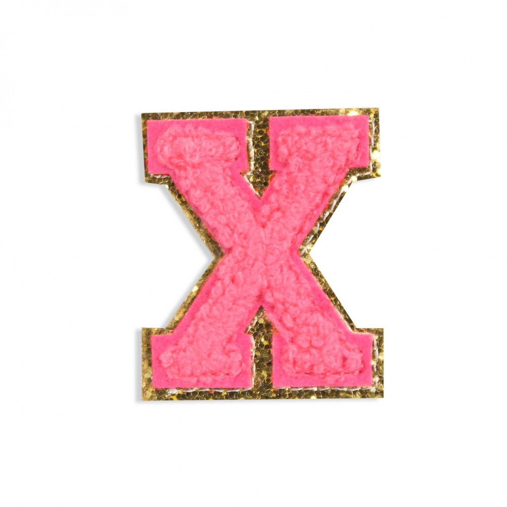 Sticker Aufkleber für Handy/Tablet/Computer 3D gestickt Dunkelrosa - Buchstabe X