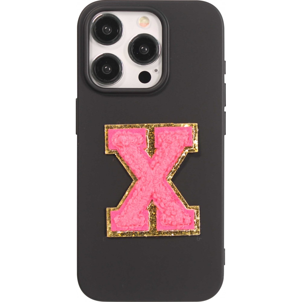 Sticker Aufkleber für Handy/Tablet/Computer 3D gestickt Dunkelrosa - Buchstabe X