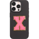 Sticker Aufkleber für Handy/Tablet/Computer 3D gestickt Dunkelrosa - Buchstabe X