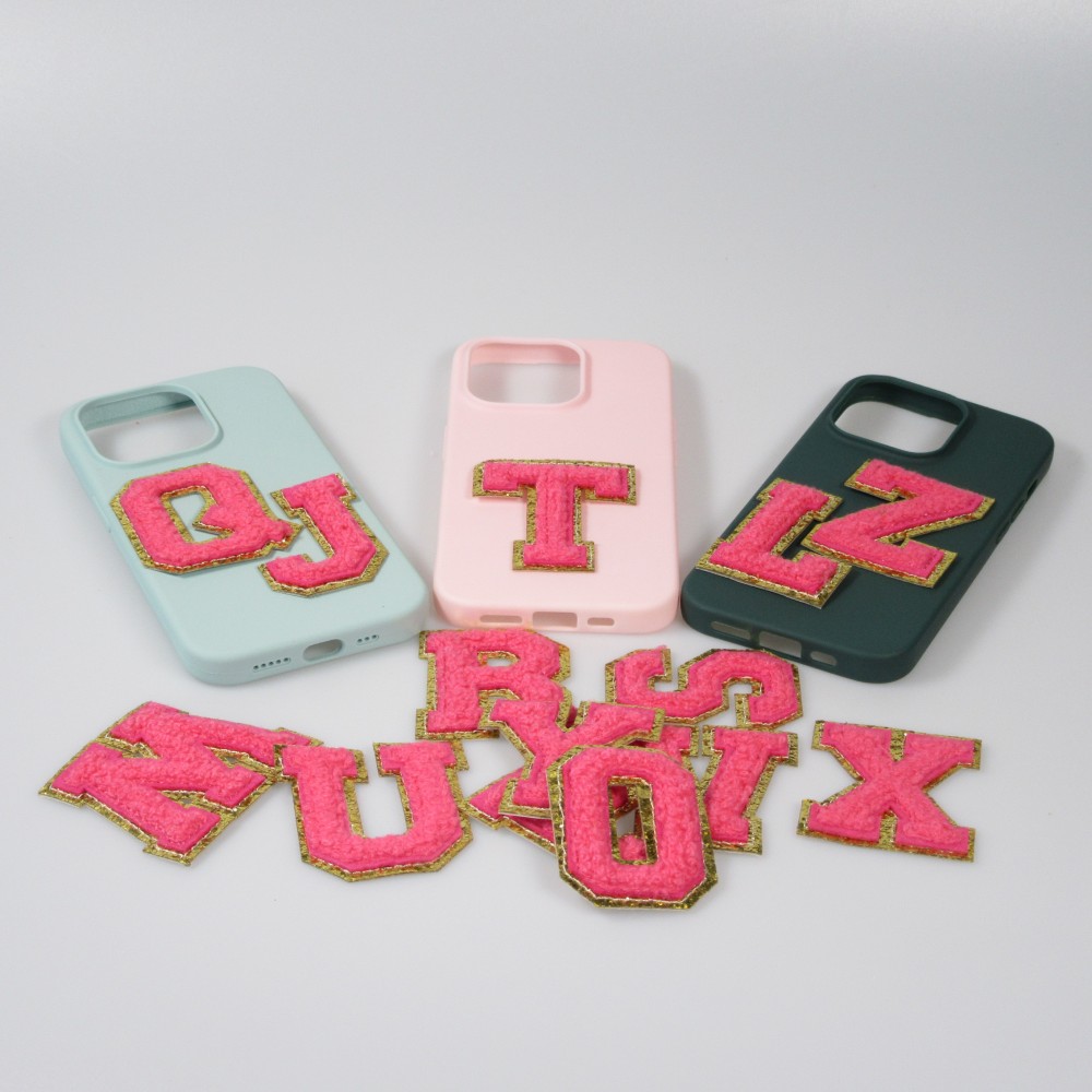 Sticker Aufkleber für Handy/Tablet/Computer 3D gestickt Dunkelrosa - Buchstabe Y