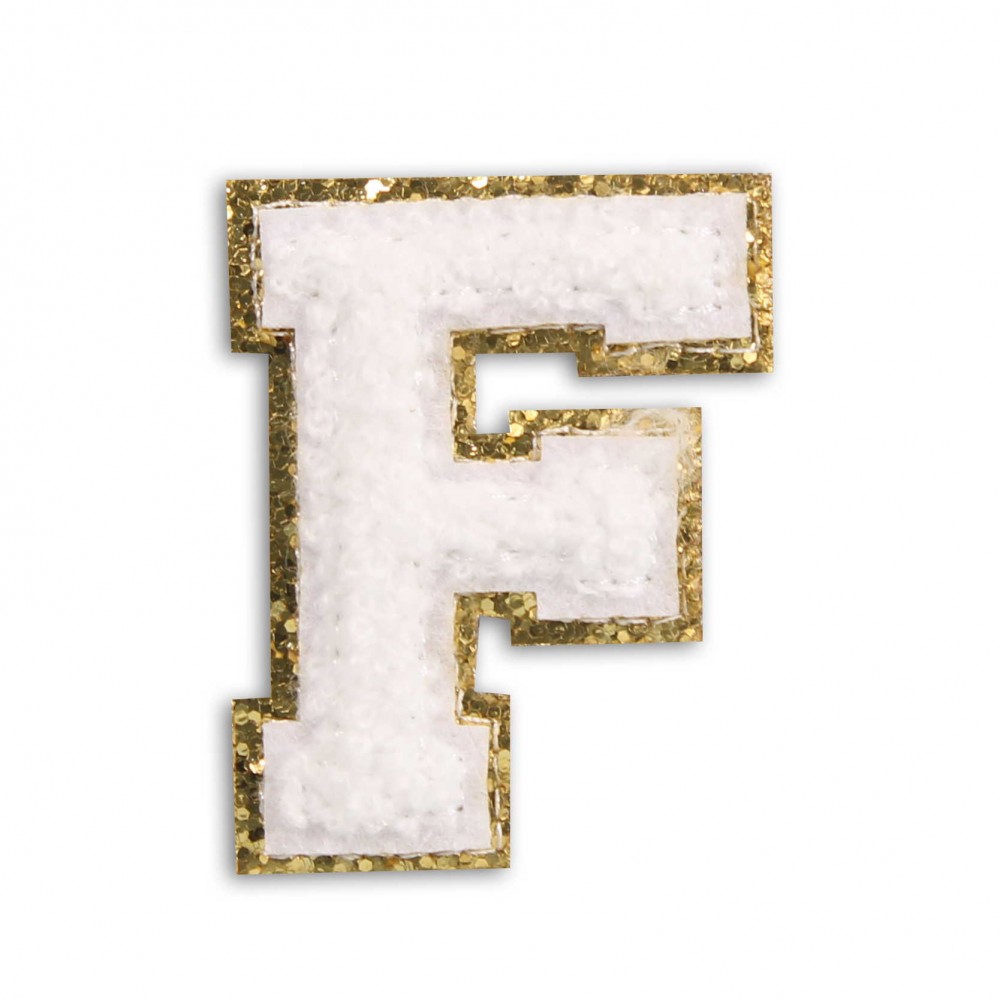 Sticker Aufkleber für Handy/Tablet/Computer 3D gestickt Weiss - Buchstabe F