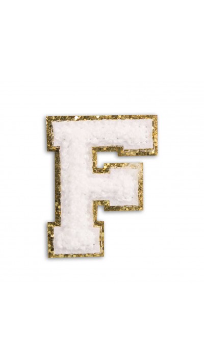 Sticker Aufkleber für Handy/Tablet/Computer 3D gestickt Weiss - Buchstabe F