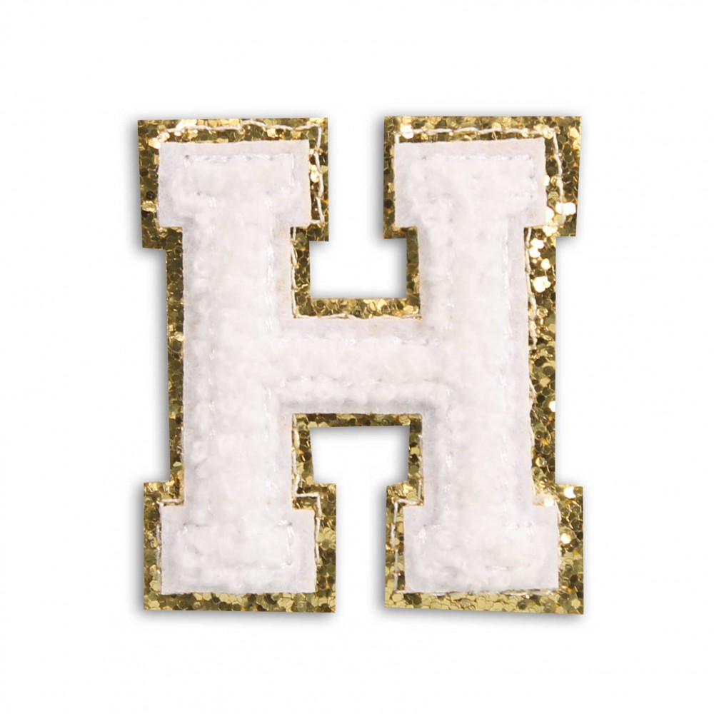 Sticker Aufkleber für Handy/Tablet/Computer 3D gestickt Weiss - Buchstabe H