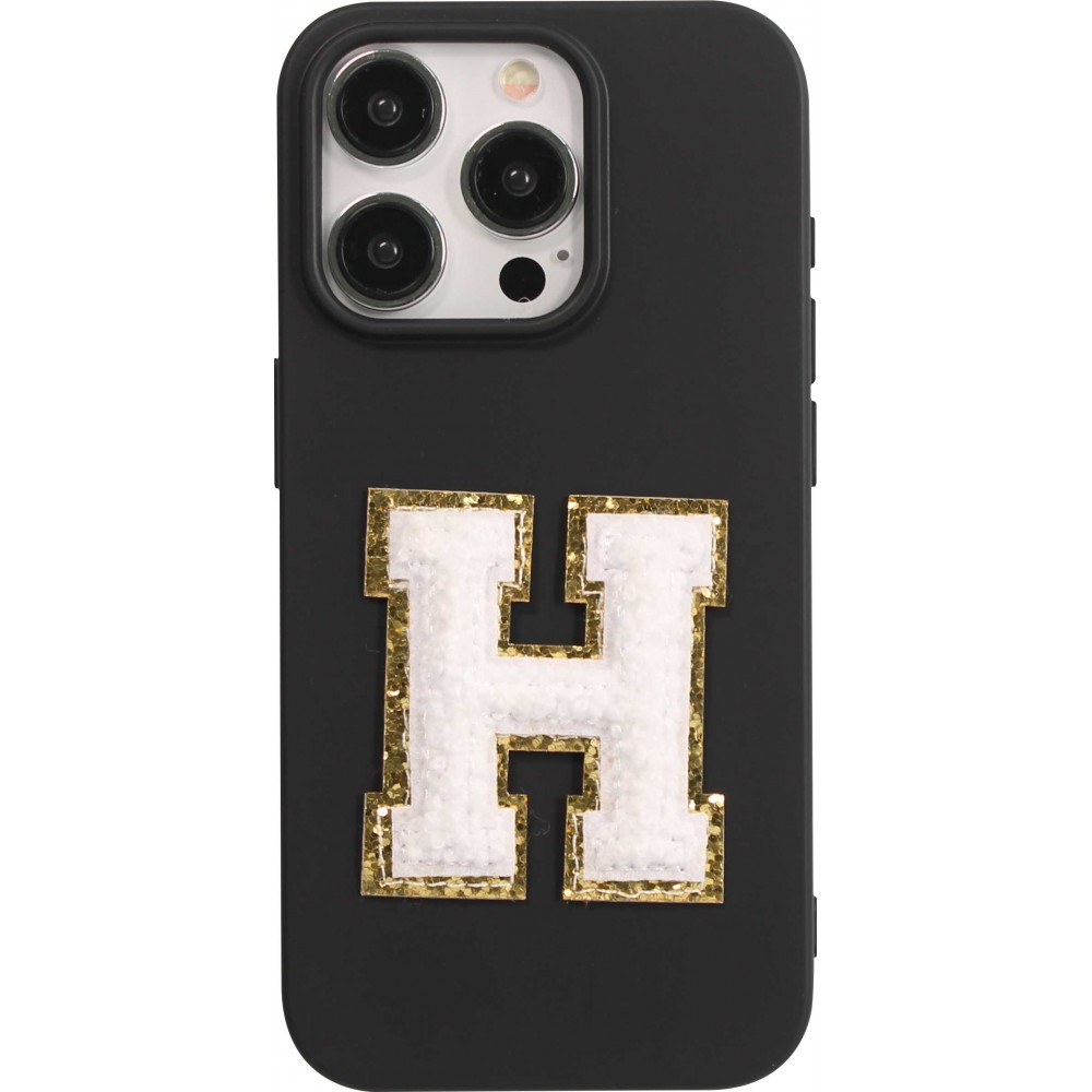 Sticker Aufkleber für Handy/Tablet/Computer 3D gestickt Weiss - Buchstabe H