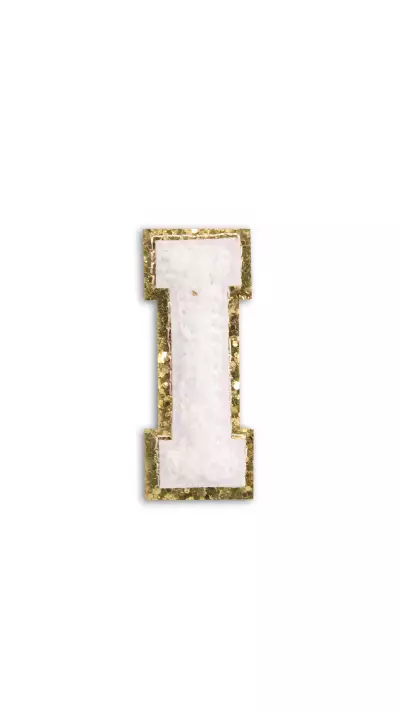 Autocollant sticker pour téléphone/tablette/ordinateur brodé en 3D blanc - Lettre I