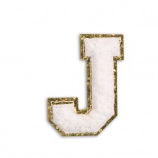 Sticker Aufkleber für Handy/Tablet/Computer 3D gestickt Weiss - Buchstabe J