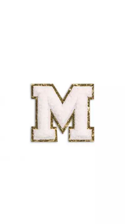 Autocollant sticker pour téléphone/tablette/ordinateur brodé en 3D blanc - Lettre M