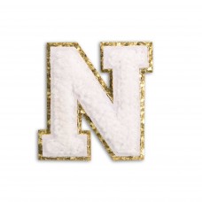 Sticker Aufkleber für Handy/Tablet/Computer 3D gestickt Weiss - Buchstabe N