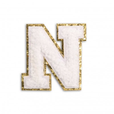 Sticker Aufkleber f&uuml;r Handy/Tablet/Computer 3D gestickt Weiss - Buchstabe N