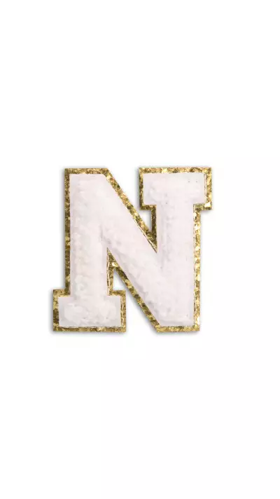 Autocollant sticker pour téléphone/tablette/ordinateur brodé en 3D blanc - Lettre N
