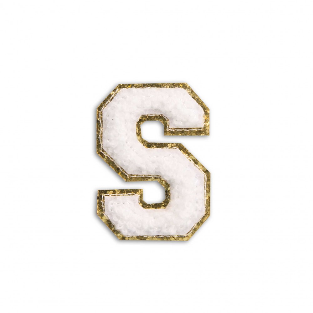 Sticker Aufkleber für Handy/Tablet/Computer 3D gestickt Weiss - Buchstabe S