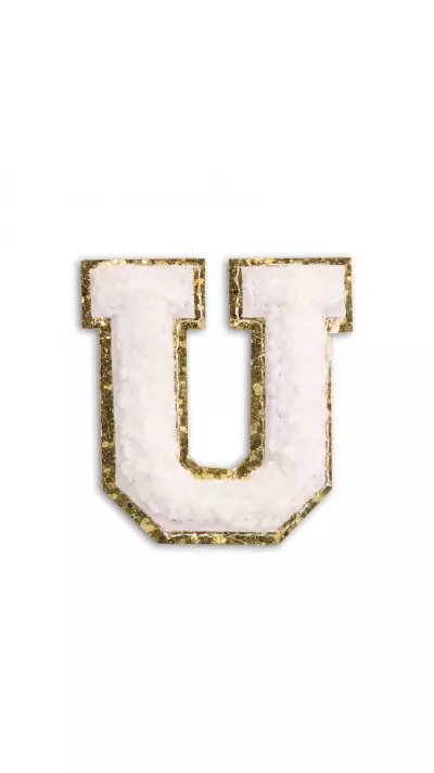 Autocollant sticker pour téléphone/tablette/ordinateur brodé en 3D blanc - Lettre U