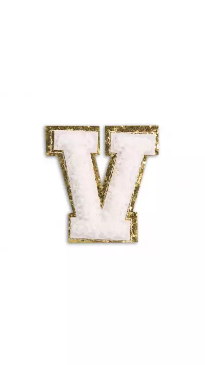 Autocollant sticker pour téléphone/tablette/ordinateur brodé en 3D blanc - Lettre V