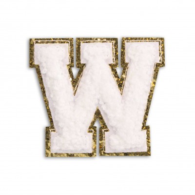 Sticker Aufkleber f&uuml;r Handy/Tablet/Computer 3D gestickt Weiss - Buchstabe W