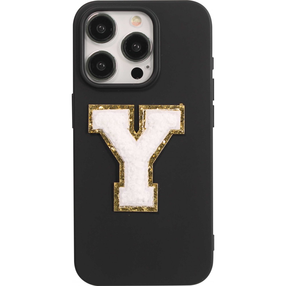 Sticker Aufkleber für Handy/Tablet/Computer 3D gestickt Weiss - Buchstabe Y