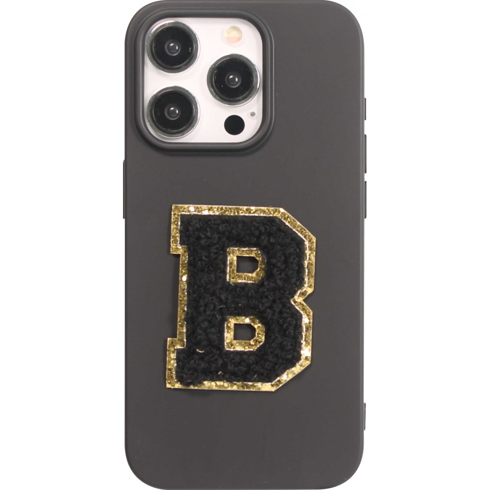 Sticker Aufkleber für Handy/Tablet/Computer 3D gestickt Schwarz - Buchstabe B