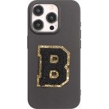 Sticker Aufkleber für Handy/Tablet/Computer 3D gestickt Schwarz - Buchstabe B