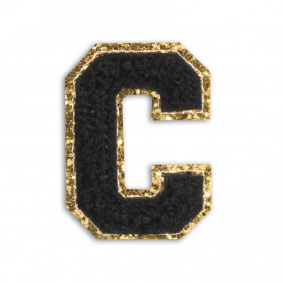 Sticker Aufkleber f&uuml;r Handy/Tablet/Computer 3D gestickt Schwarz - Buchstabe C
