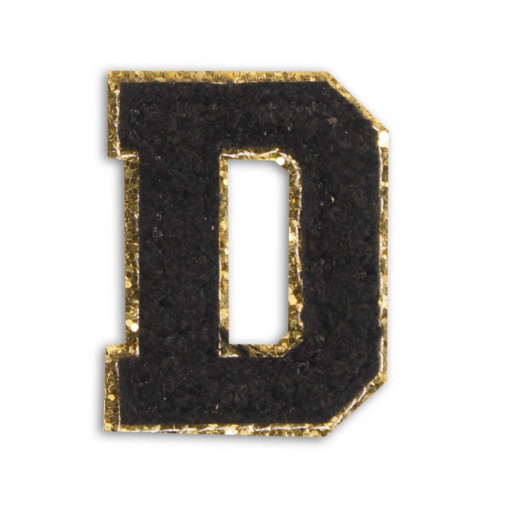 Sticker Aufkleber für Handy/Tablet/Computer 3D gestickt Schwarz - Buchstabe D