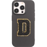 Sticker Aufkleber für Handy/Tablet/Computer 3D gestickt Schwarz - Buchstabe D