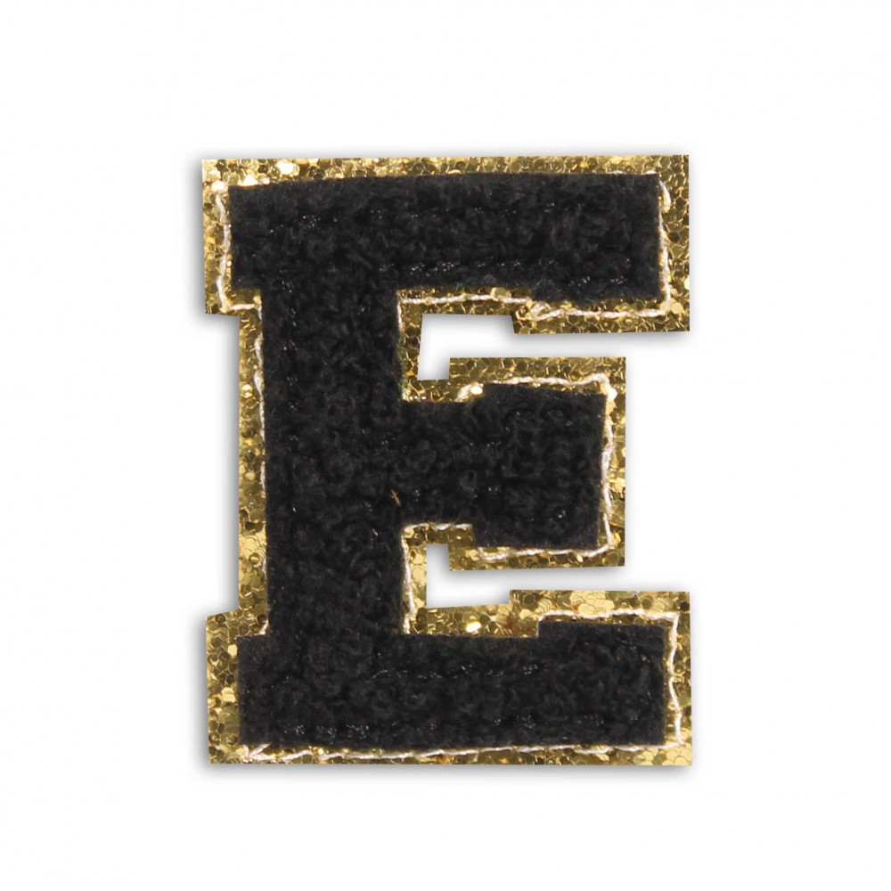 Sticker Aufkleber für Handy/Tablet/Computer 3D gestickt Schwarz - Buchstabe E