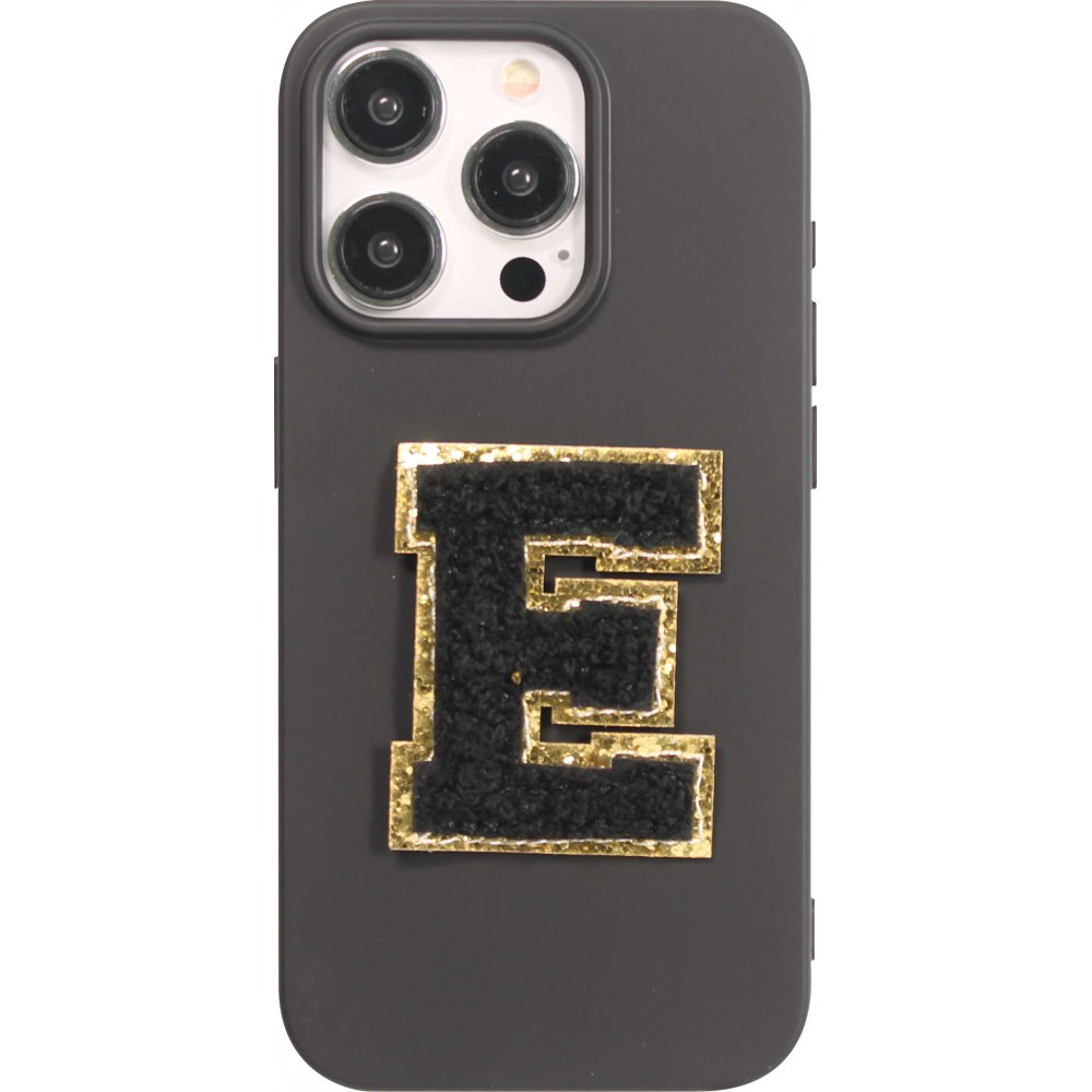 Sticker Aufkleber für Handy/Tablet/Computer 3D gestickt Schwarz - Buchstabe E