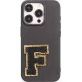 Sticker Aufkleber für Handy/Tablet/Computer 3D gestickt Schwarz - Buchstabe F