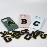 Sticker Aufkleber für Handy/Tablet/Computer 3D gestickt Schwarz - Buchstabe F