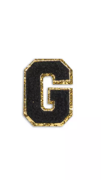 Autocollant sticker pour téléphone/tablette/ordinateur brodé en 3D noir - Lettre G