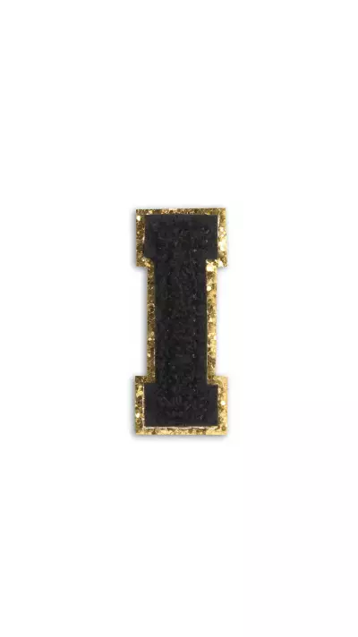 Autocollant sticker pour téléphone/tablette/ordinateur brodé en 3D noir - Lettre I