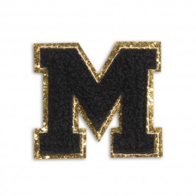 Sticker Aufkleber f&uuml;r Handy/Tablet/Computer 3D gestickt Schwarz - Buchstabe M