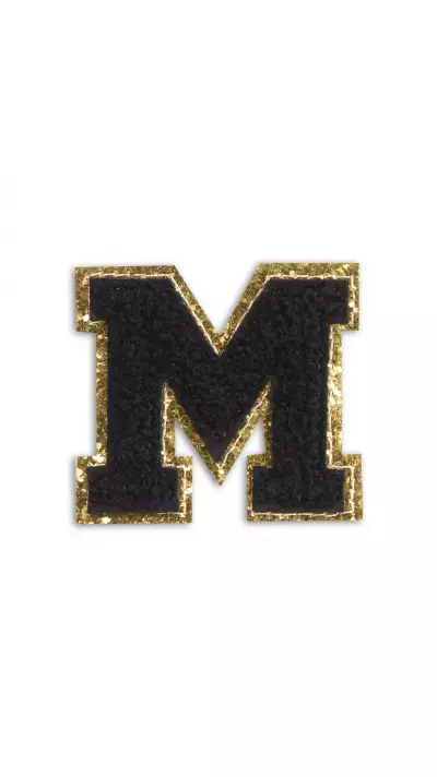 Autocollant sticker pour téléphone/tablette/ordinateur brodé en 3D noir - Lettre M