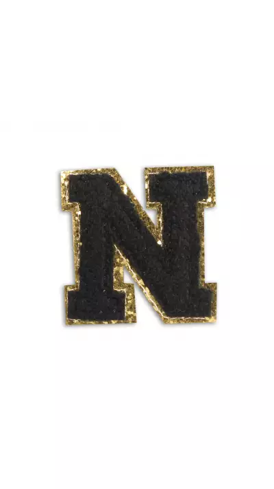 Autocollant sticker pour téléphone/tablette/ordinateur brodé en 3D noir - Lettre N