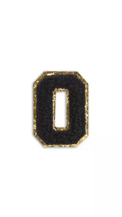 Autocollant sticker pour téléphone/tablette/ordinateur brodé en 3D noir - Lettre O