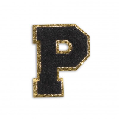 Sticker Aufkleber f&uuml;r Handy/Tablet/Computer 3D gestickt Schwarz - Buchstabe P