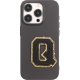 Sticker Aufkleber für Handy/Tablet/Computer 3D gestickt Schwarz - Buchstabe Q