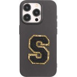 Sticker Aufkleber für Handy/Tablet/Computer 3D gestickt Schwarz - Buchstabe S