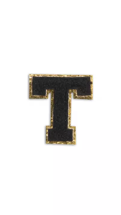 Autocollant sticker pour téléphone/tablette/ordinateur brodé en 3D noir - Lettre T