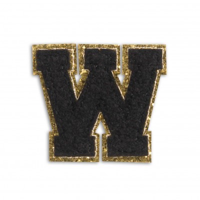 Sticker Aufkleber f&uuml;r Handy/Tablet/Computer 3D gestickt Schwarz - Buchstabe W