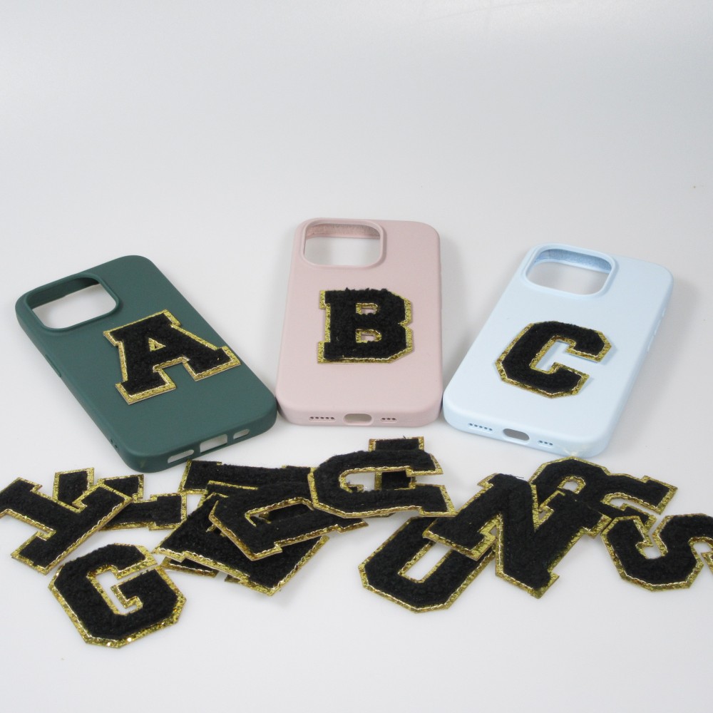 Sticker Aufkleber für Handy/Tablet/Computer 3D gestickt Schwarz - Buchstabe Y