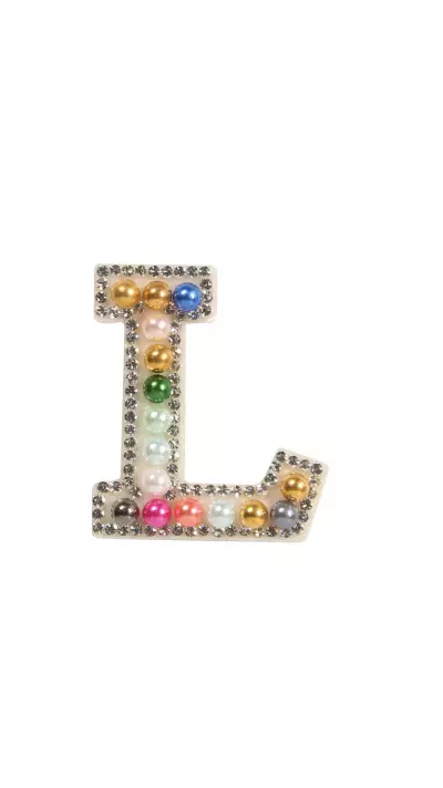 Autocollant sticker pour téléphone/tablette/ordinateur brodé en 3D pearls Rainbow - Lettre L
