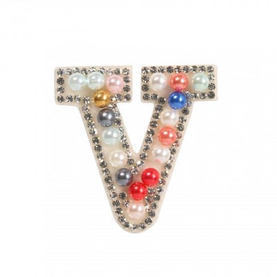 Sticker Aufkleber f&uuml;r Handy/Tablet/Computer 3D Pearls Regenbogen - Buchstabe V