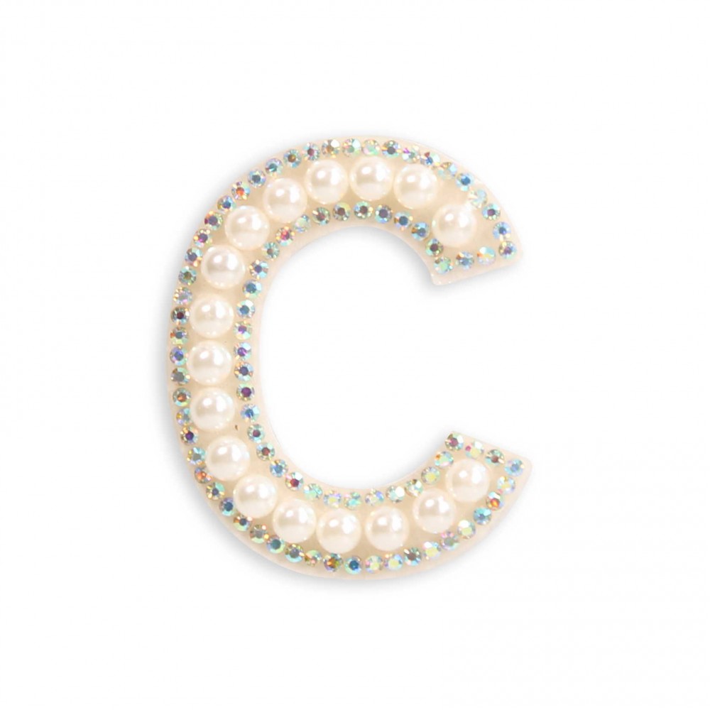 Sticker Aufkleber für Handy/Tablet/Computer 3D Pearls weiss - Buchstabe C