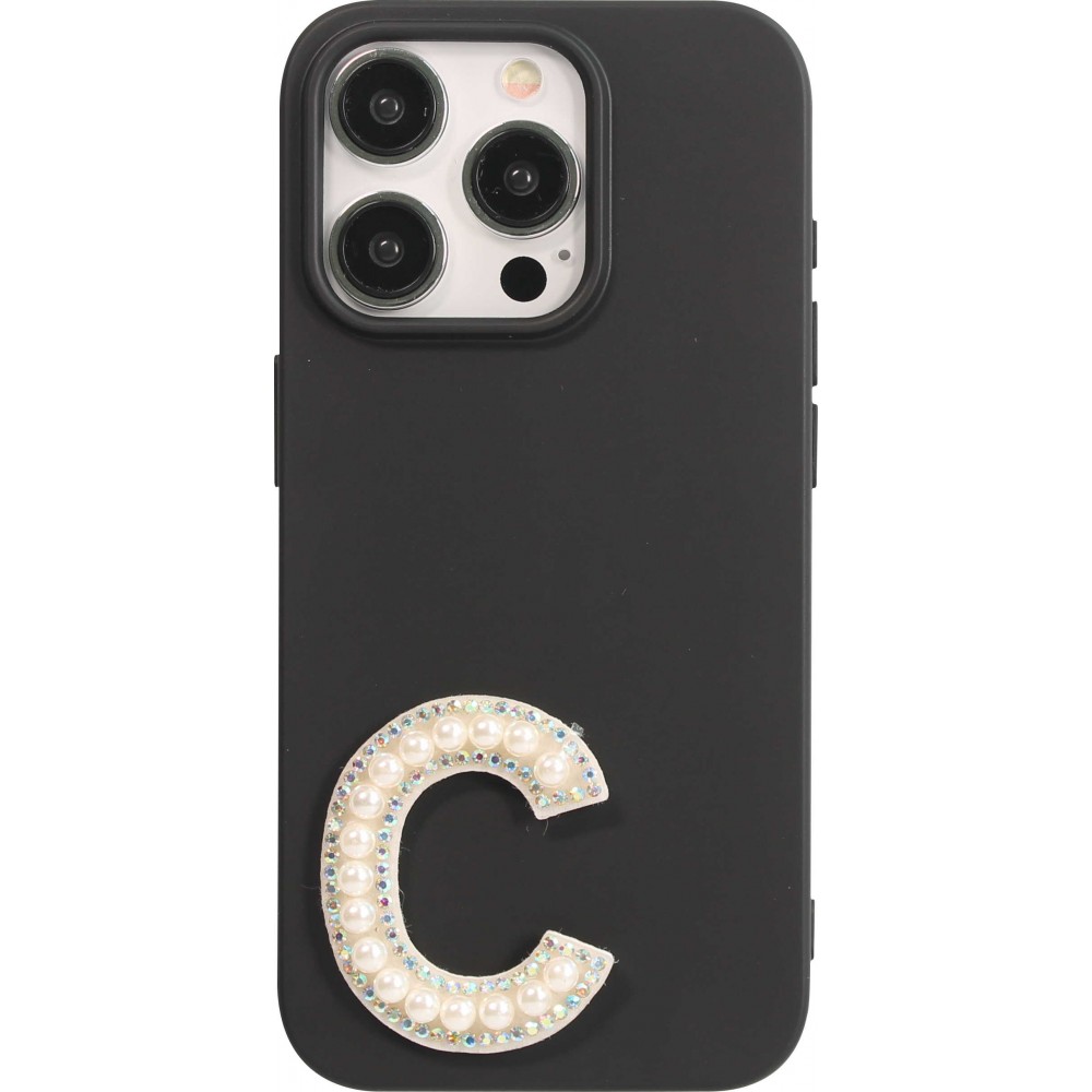 Sticker Aufkleber für Handy/Tablet/Computer 3D Pearls weiss - Buchstabe C